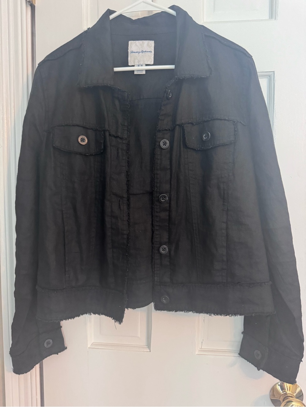 Tommy Bahama BlackTwo Palm Raw Edge Point Collar Long Sleeve Button Front Jacket